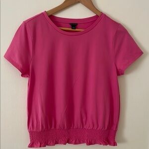 Ann Taylor Pink Fitted Ruffled T-Shirt
